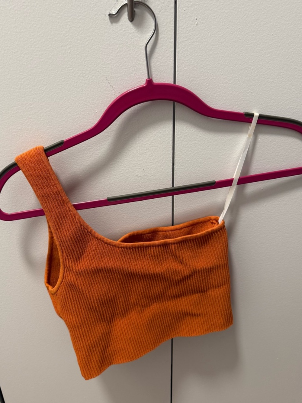 Babaton One-Shoulder Ribbed Crop Top - Orange